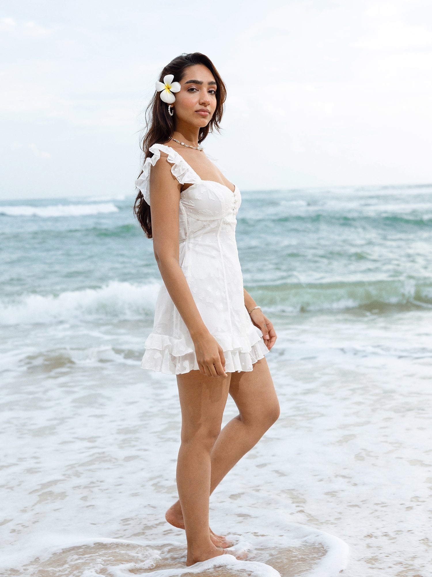 Frill Detaied Bustier Mini Dress