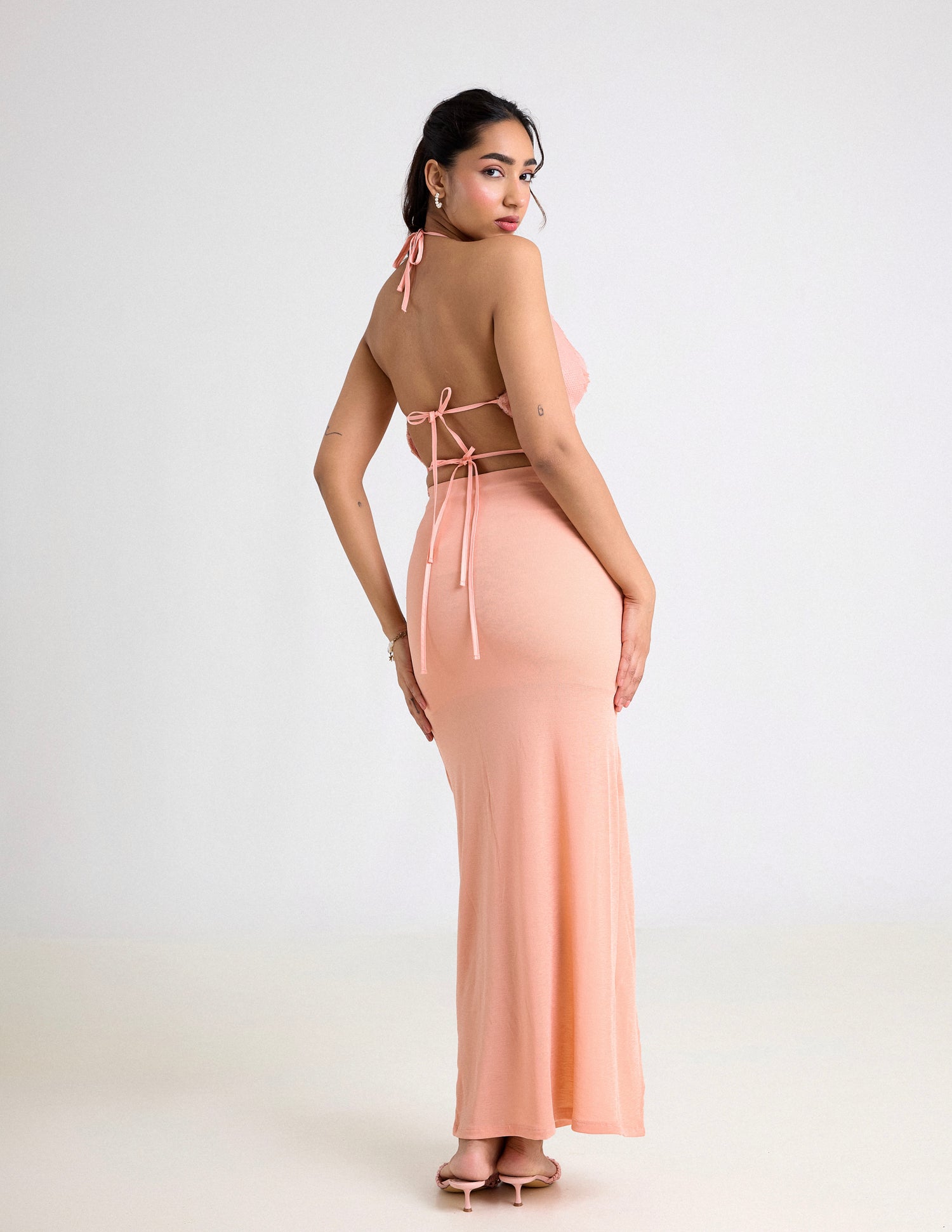 Front Ruched Detailed Maxi Skirt