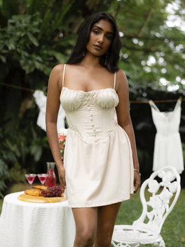 Bustier Detailed Corset Button Down Mini Dress