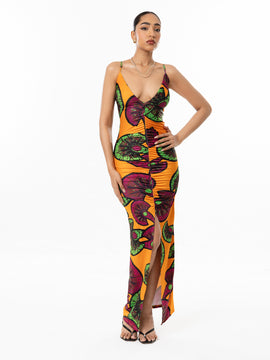 Ruch Detailed Printed Maxi Dress