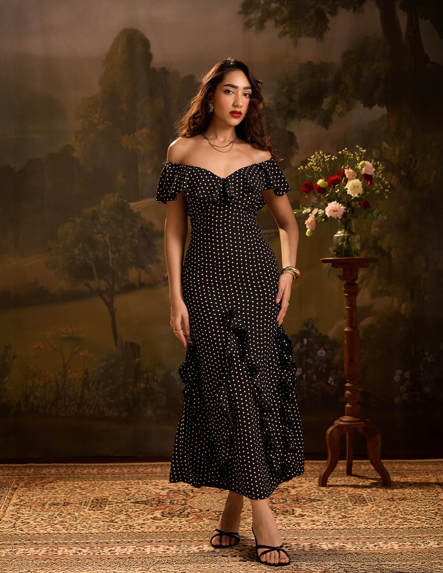 Ruffle Detail Maxi Dress