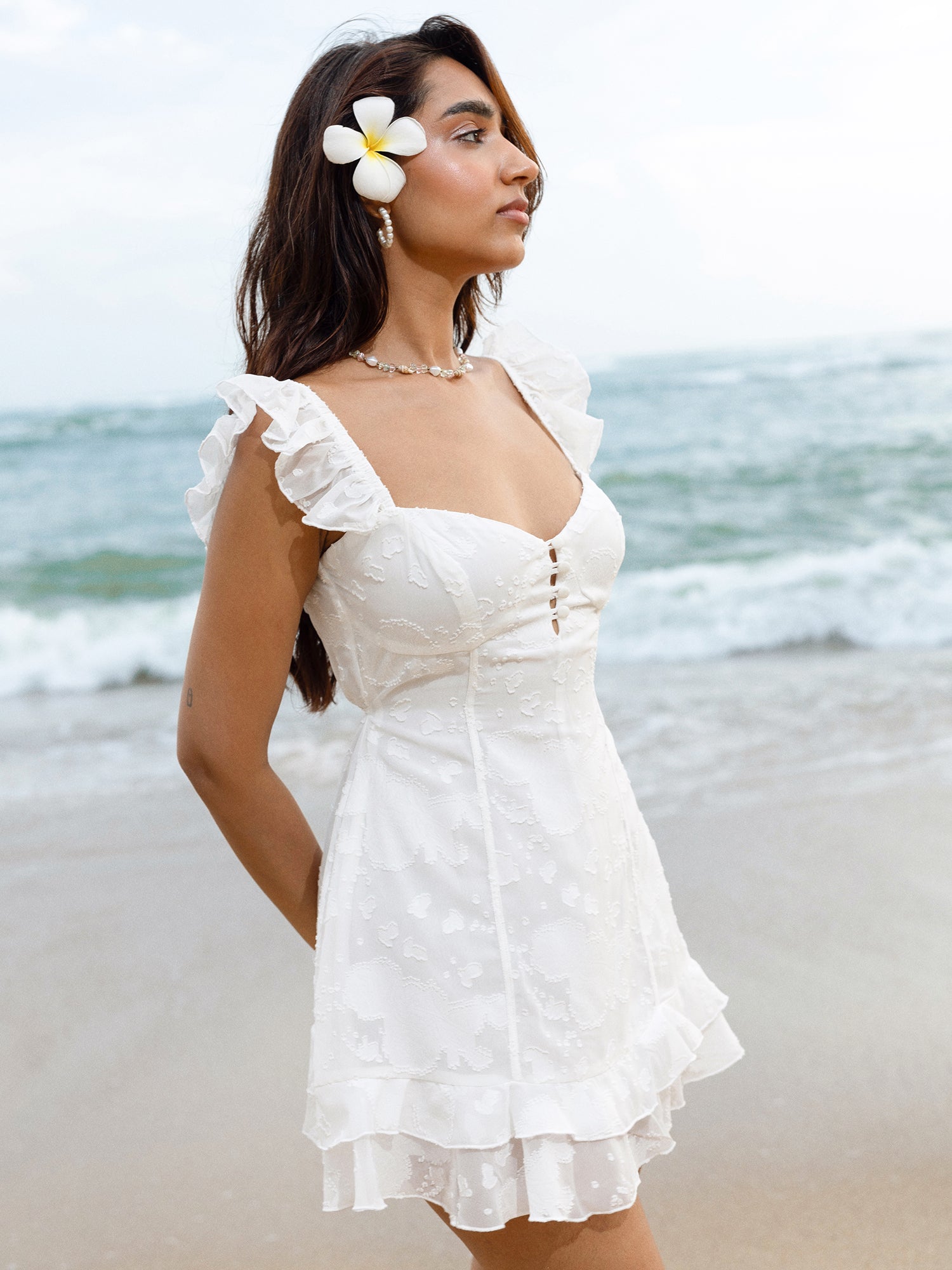 Frill Detaied Bustier Mini Dress