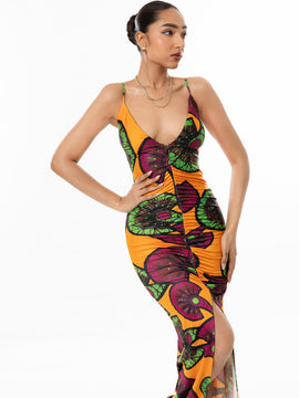 Ruch Detailed Printed Maxi Dress