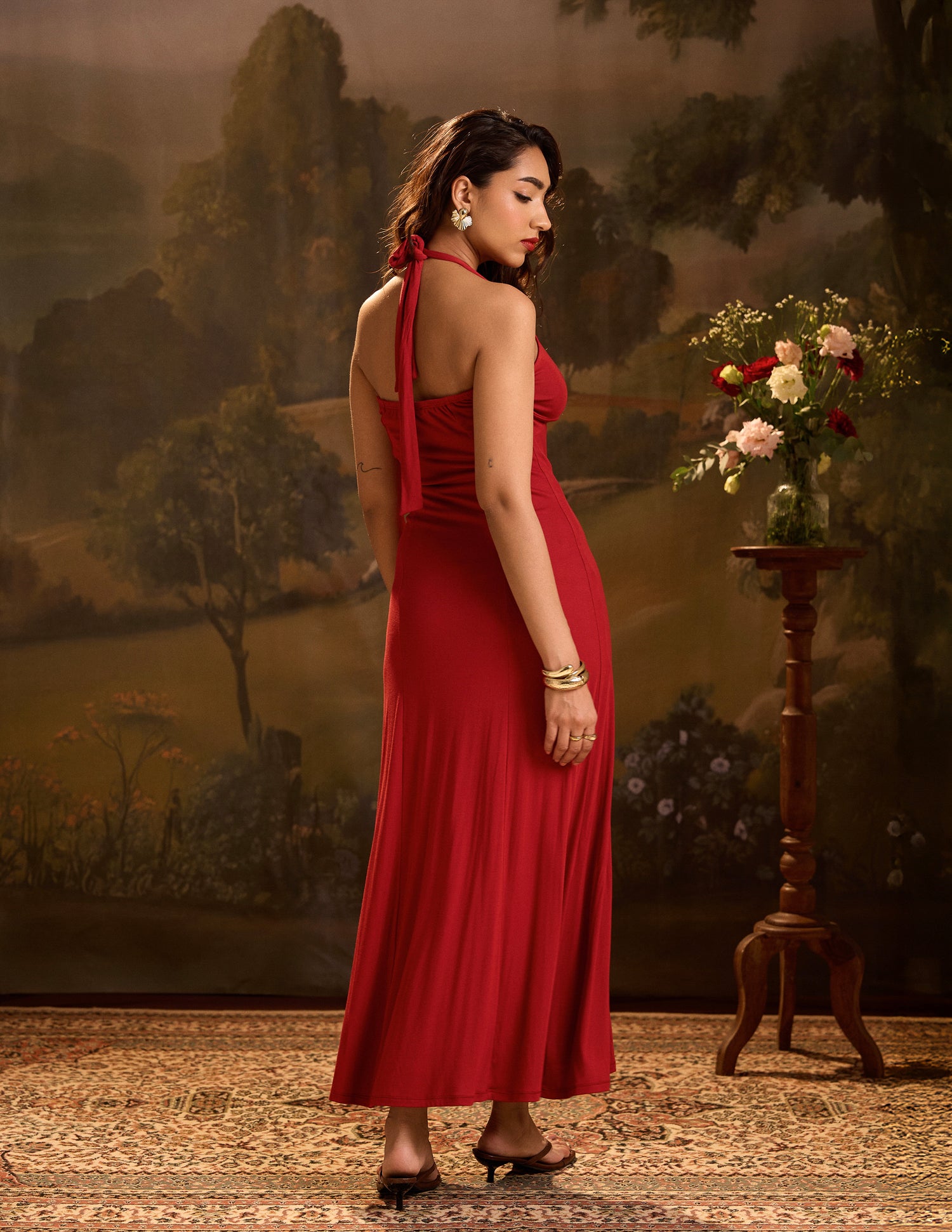 Halter Neck Bustier Maxi Dress