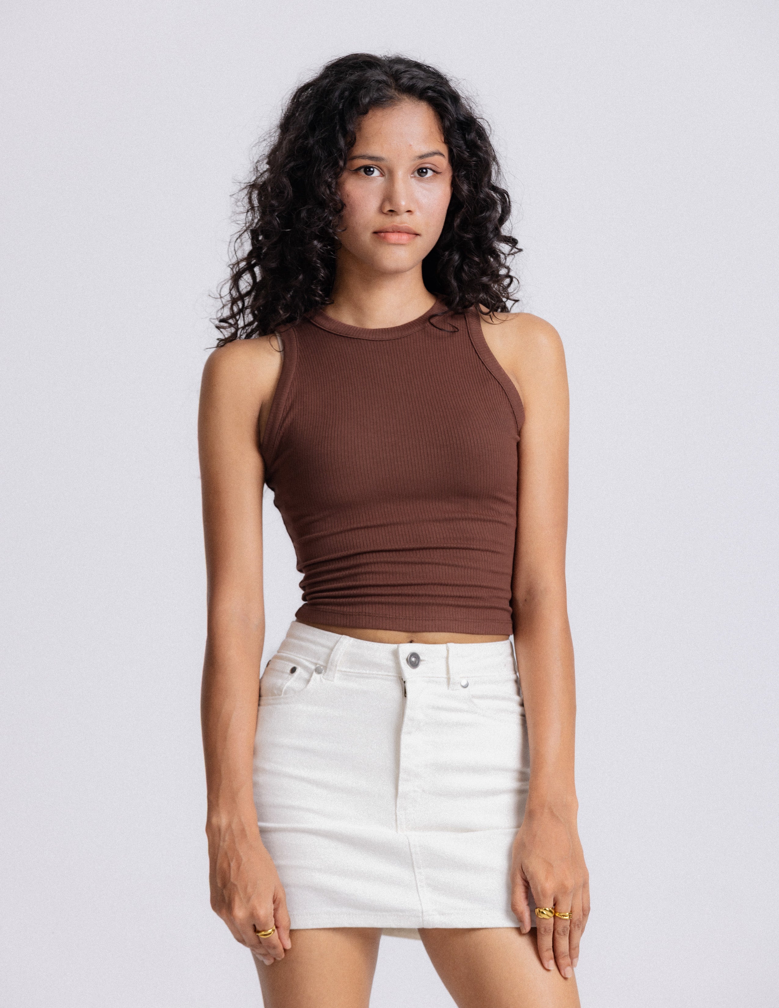 Beck High Neck Sleeveless Fitted Top