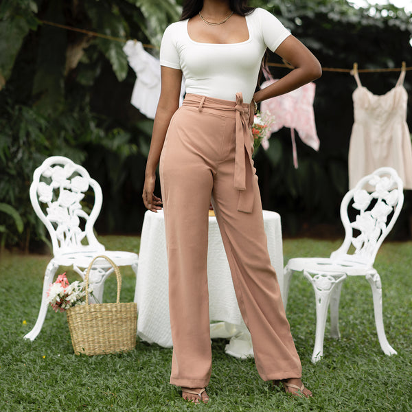 Tie Up Detailed Straight Leg Pant
