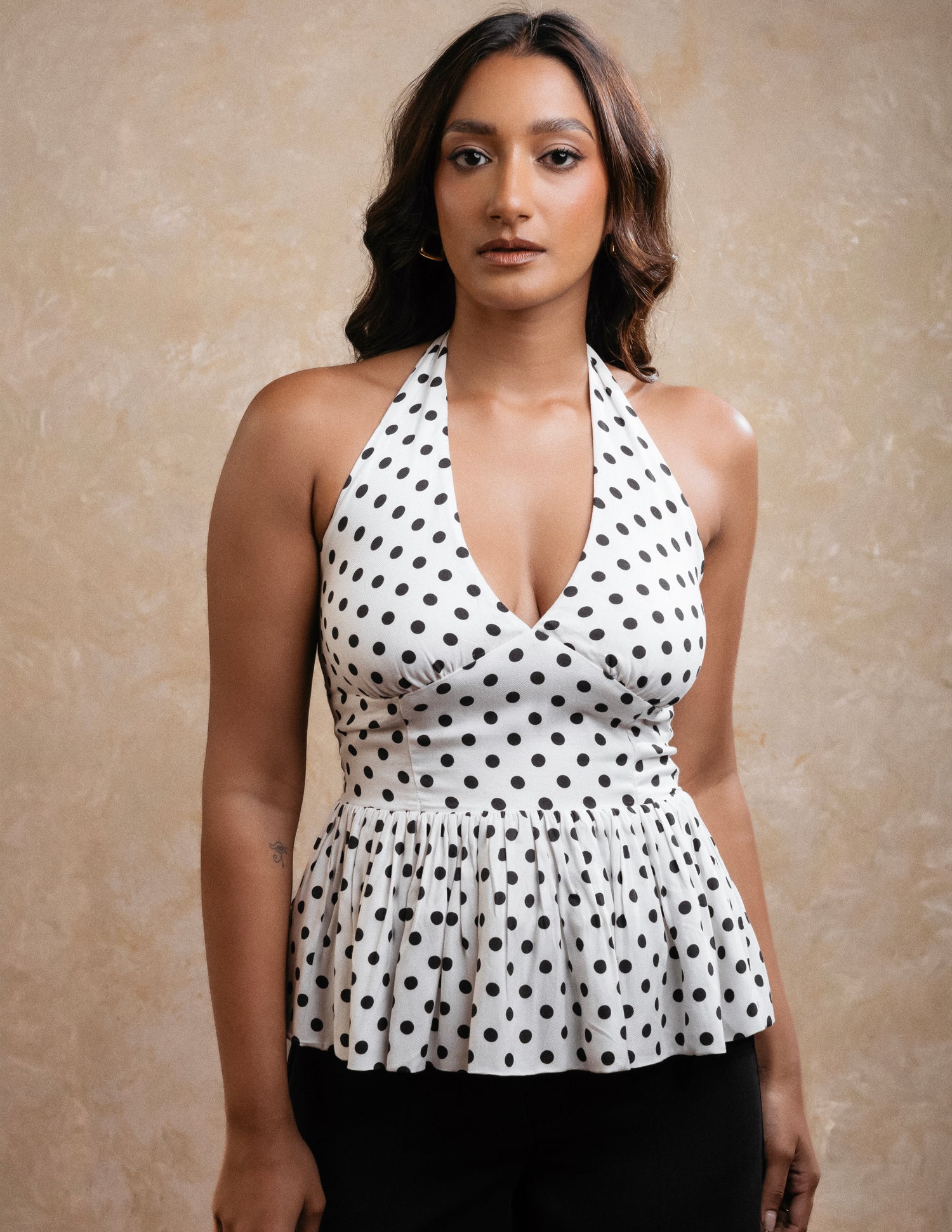Halter Neck Peplum Top