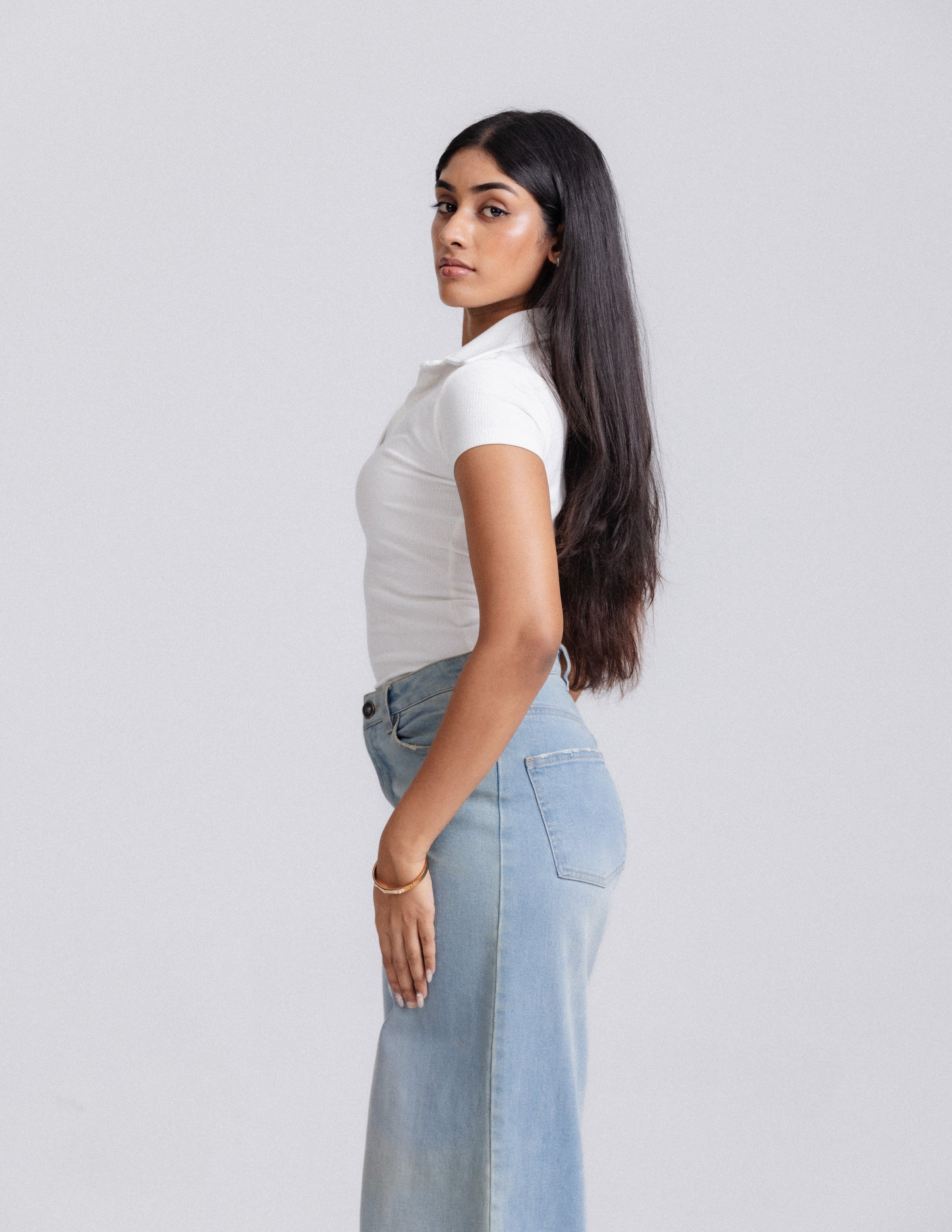 Chole Collar Detailed Short Sleeved Fitted Top