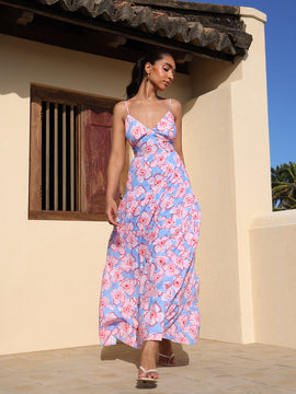 Bustier Detail Tiered Maxi Dress