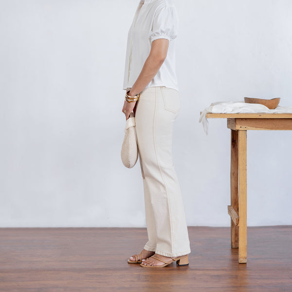 Chinese Collar Puff Sleeved Top