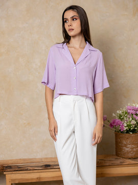 Button Down Cropped Shirt