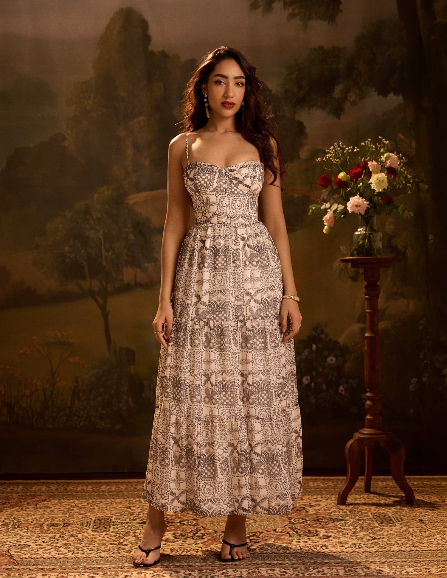 Bustier Tiered Maxi Dress