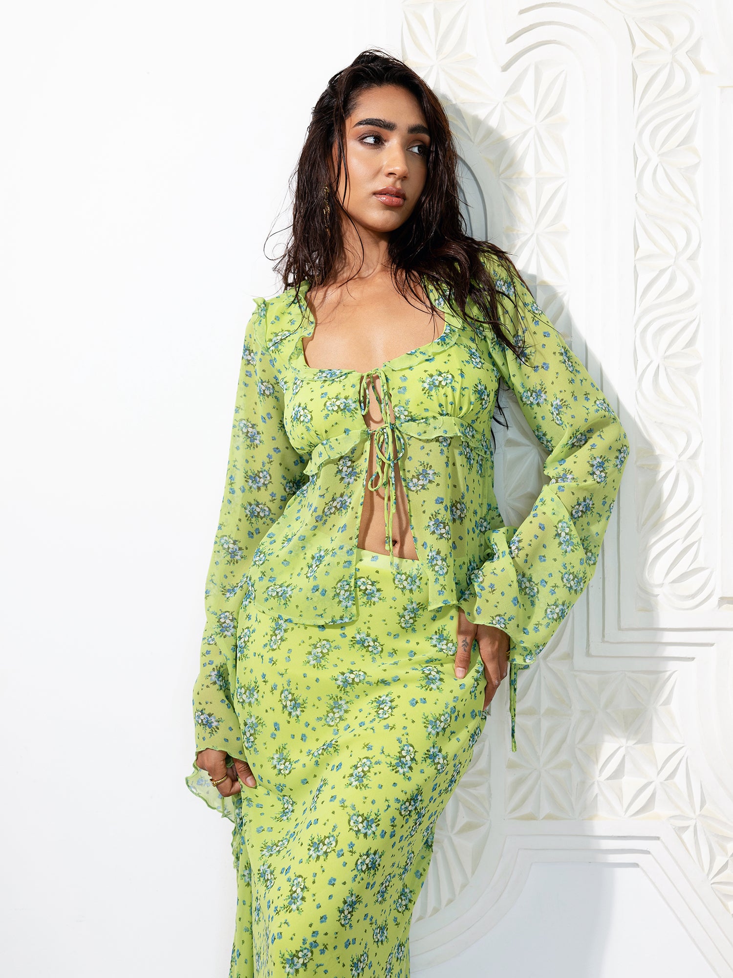 Long Sleeve Tieup Detailed Top