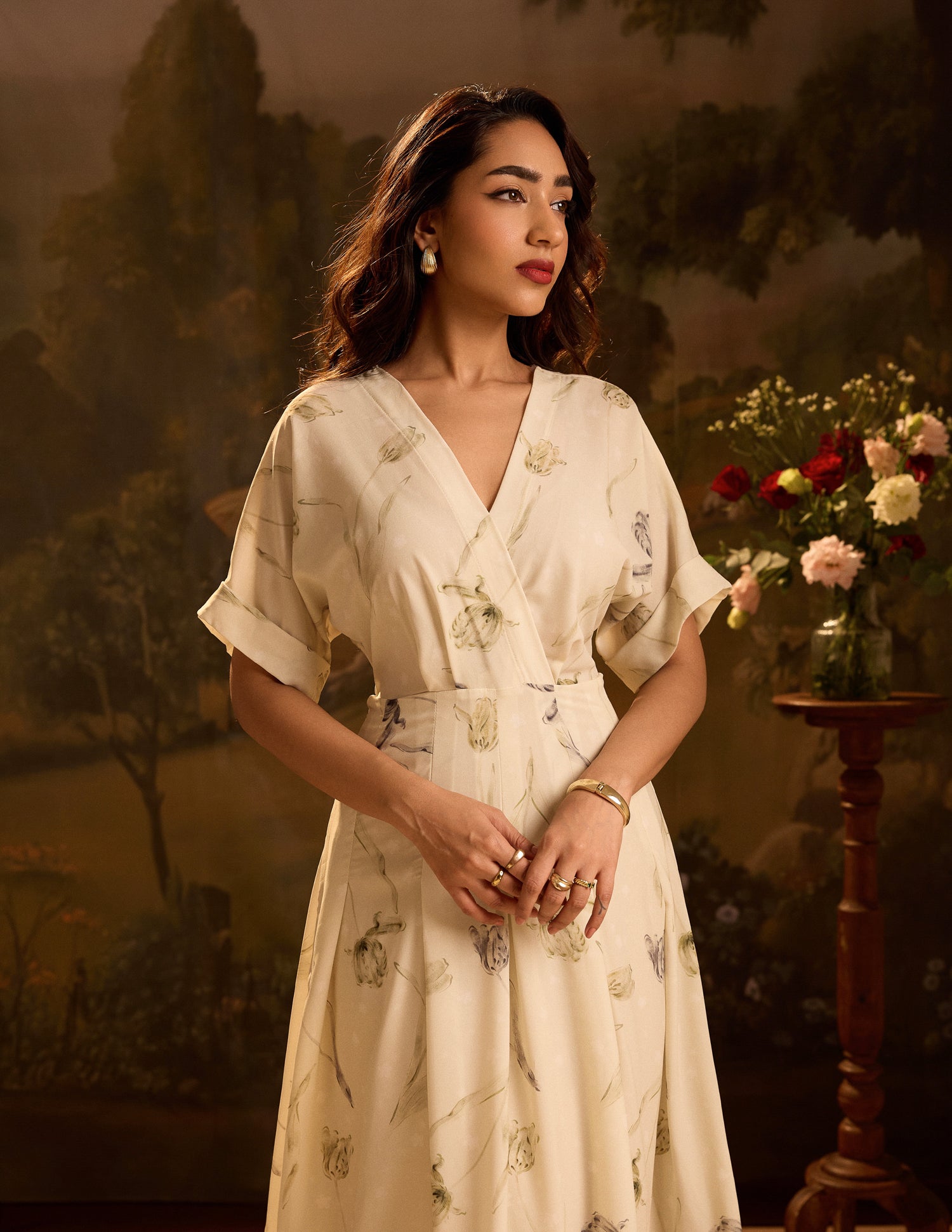 Mock Wrap Detail Maxi Dress