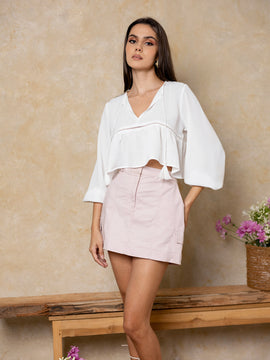 Tussel Detailed Long Sleeved Top