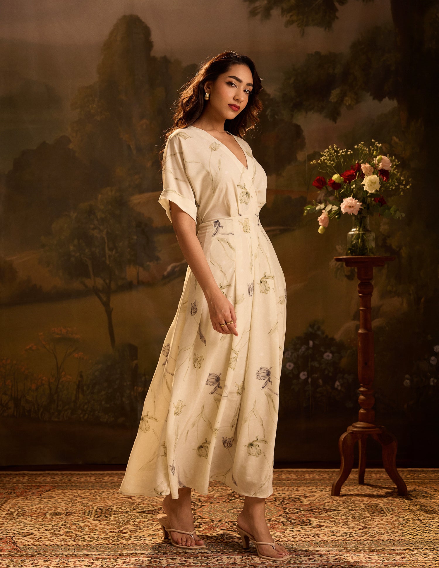 Mock Wrap Detail Maxi Dress