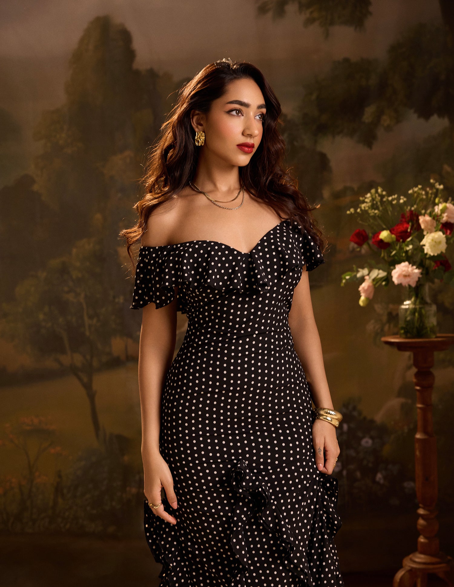 Ruffle Detail Maxi Dress