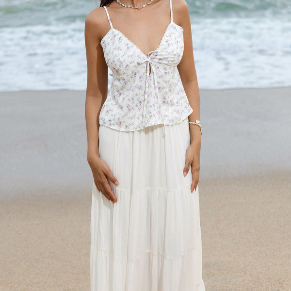 Lace Detailed Front Tie Up Sleeveless Top