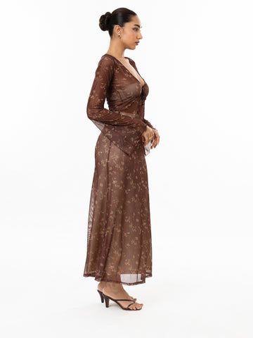 Printed Mesh Dress