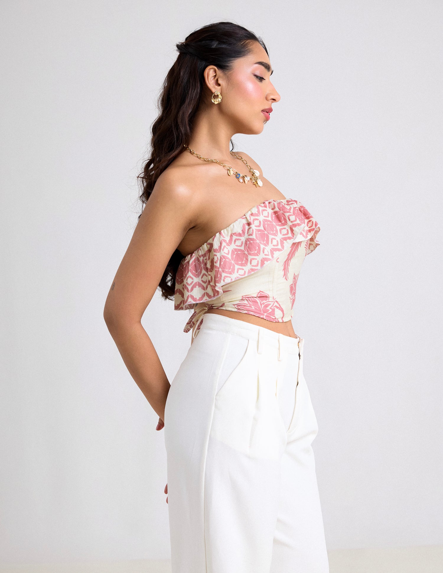 Frill Detailed Tube Corset Top