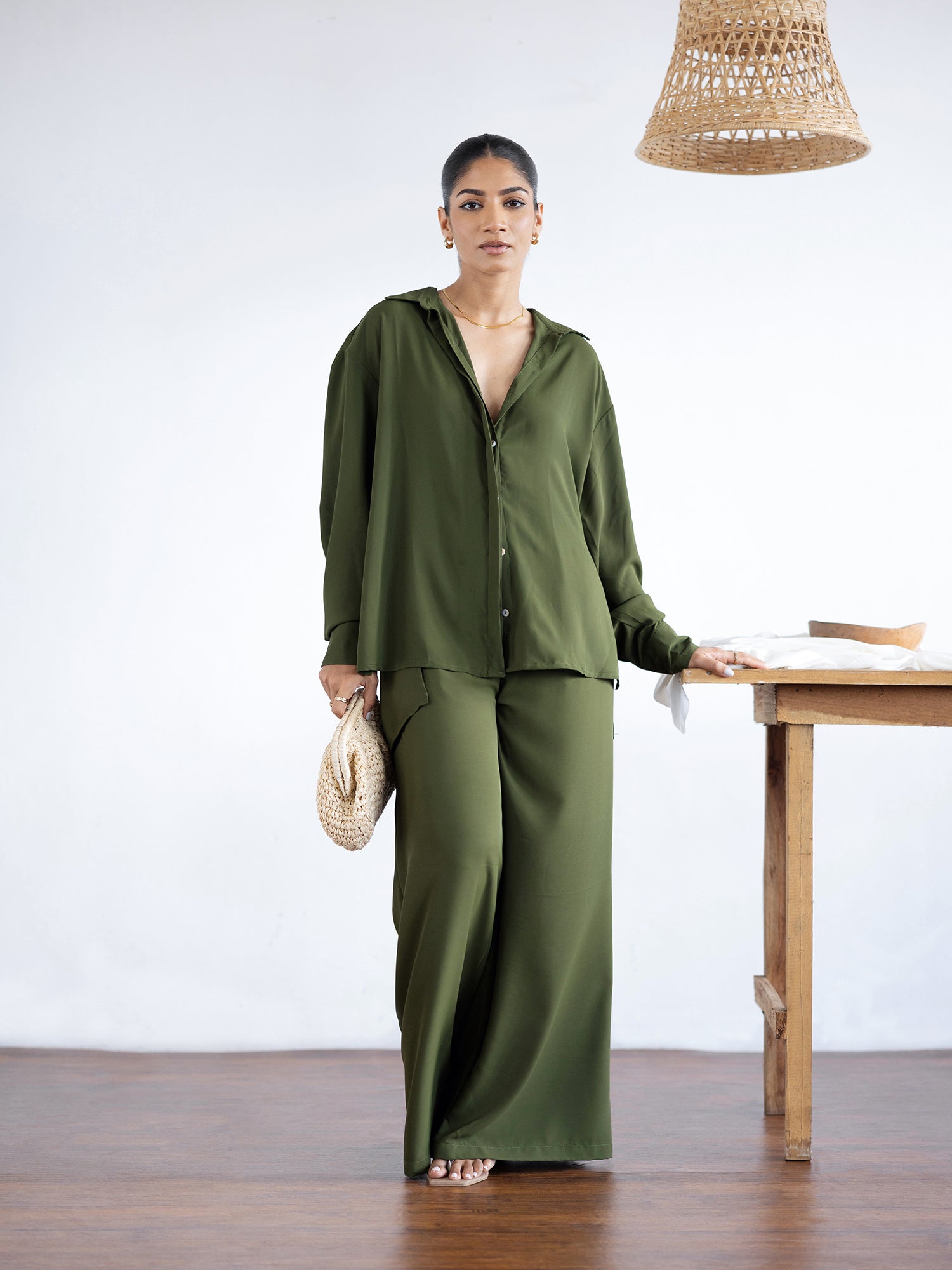 Front Pleated Wide Leg Pant