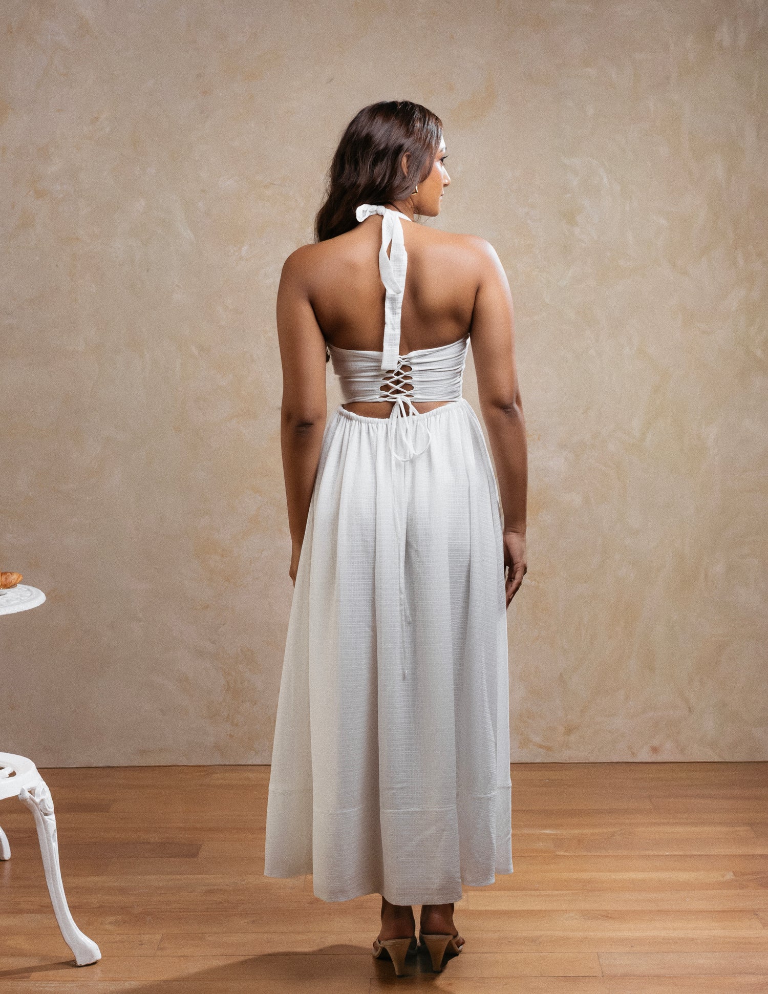 Halter Neck Back Tieup Maxi Dress