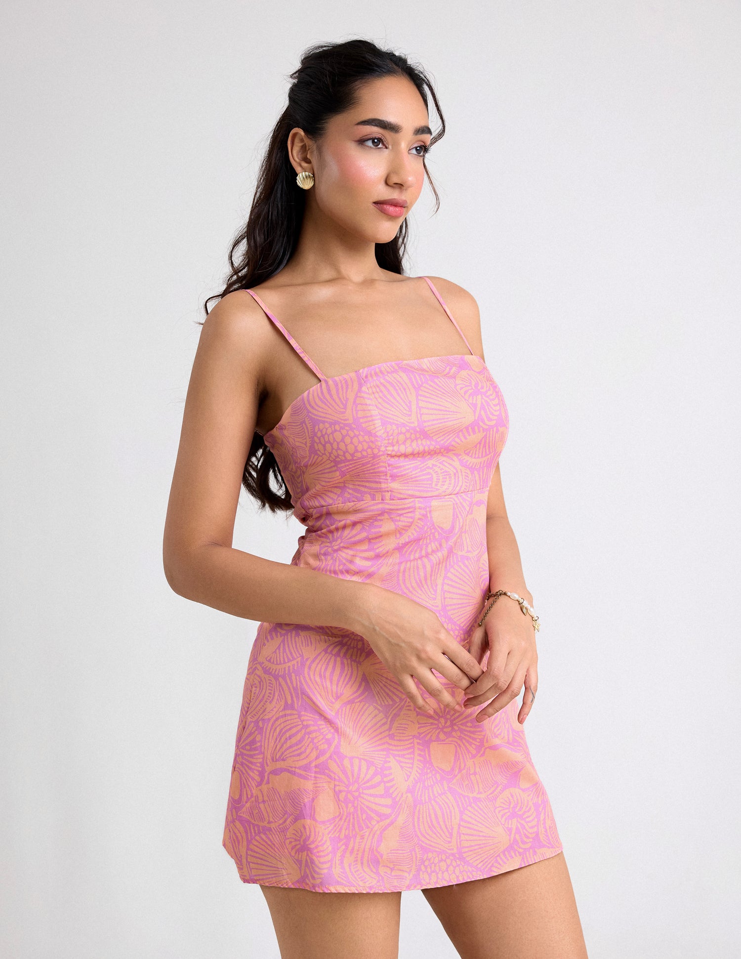 Bustier Detailed Printed Mini Dress