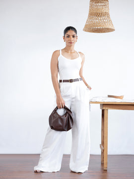 Front Pleated Wide Leg Pant