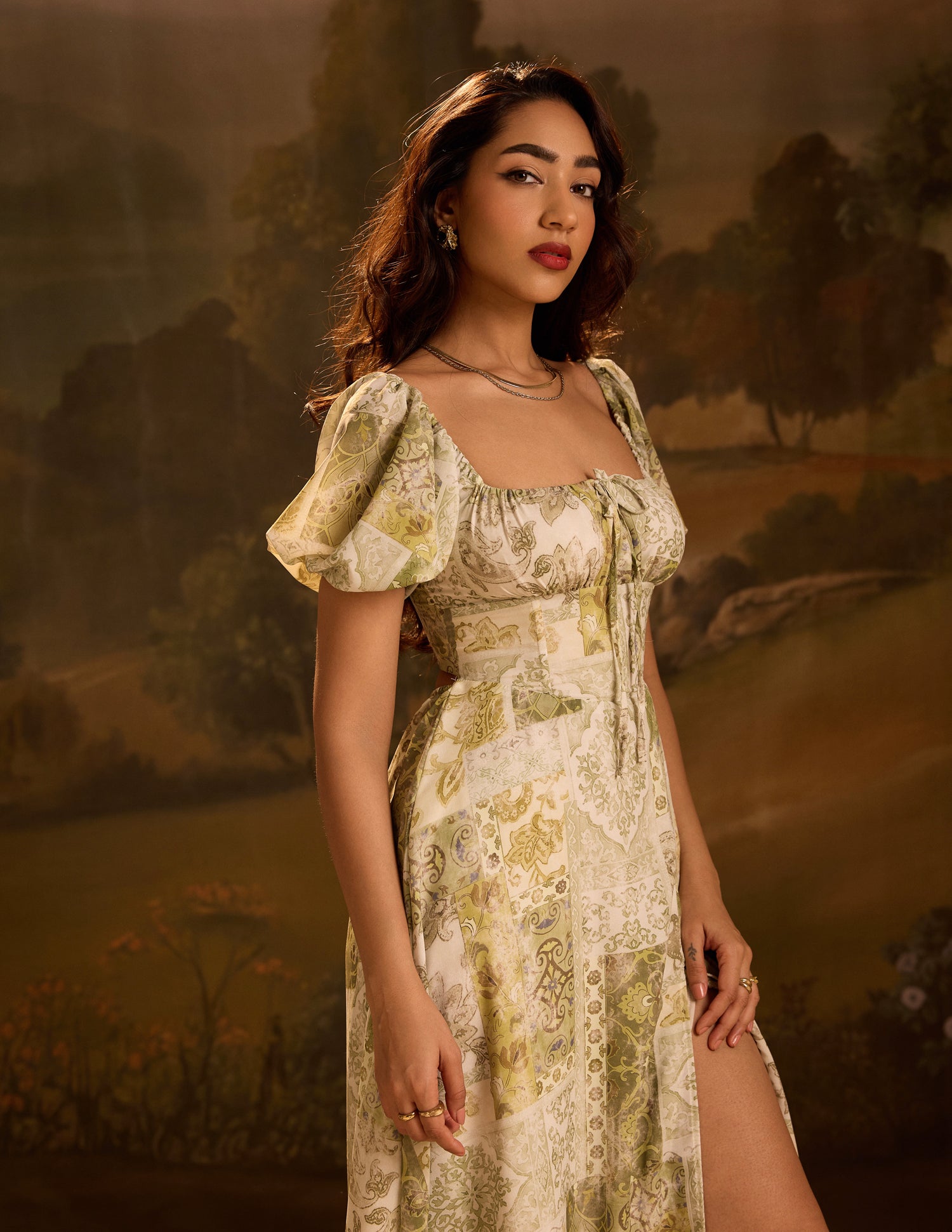 Front Slit Detail Bustier Dress