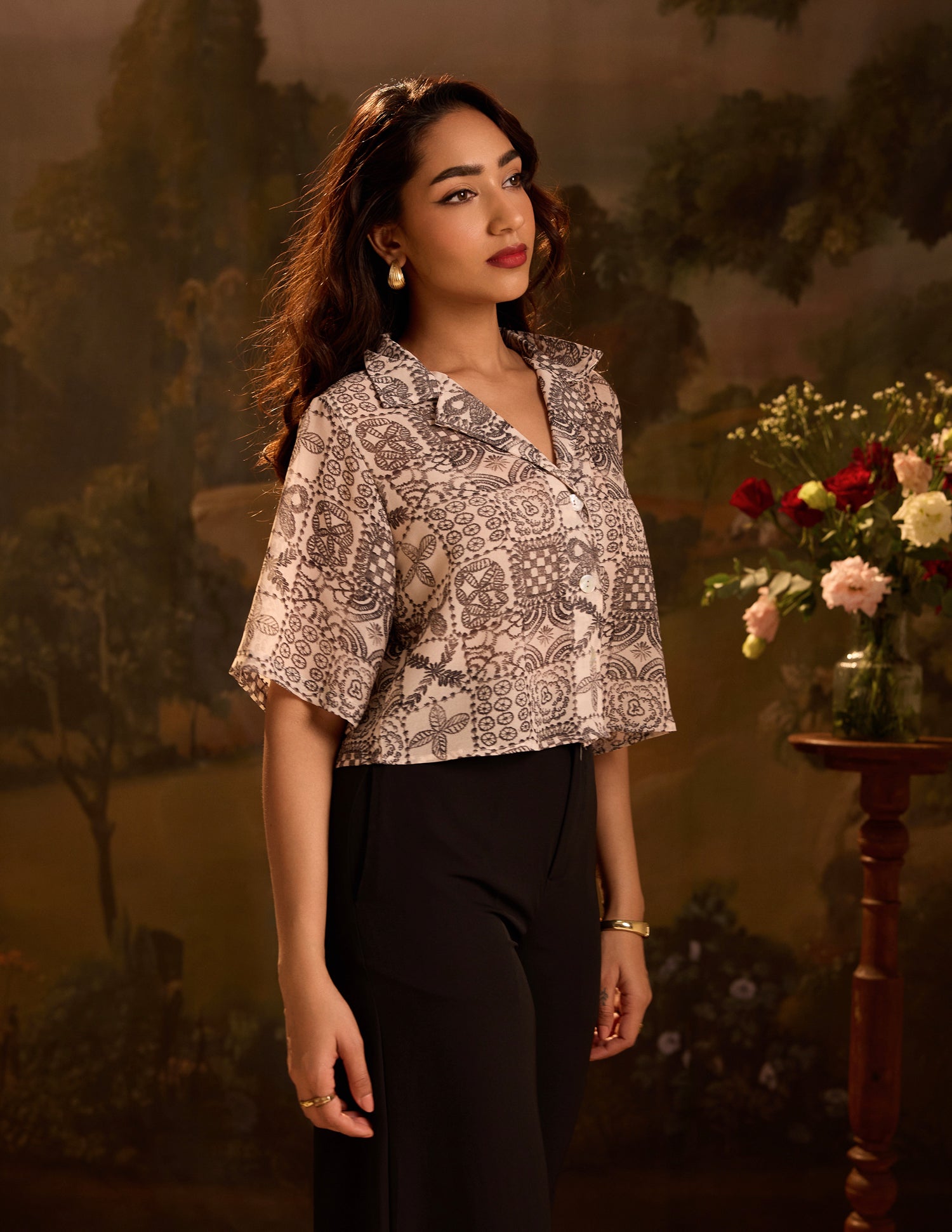 Button Down Crop Shirt