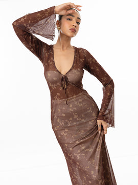 Printed Mesh Dress