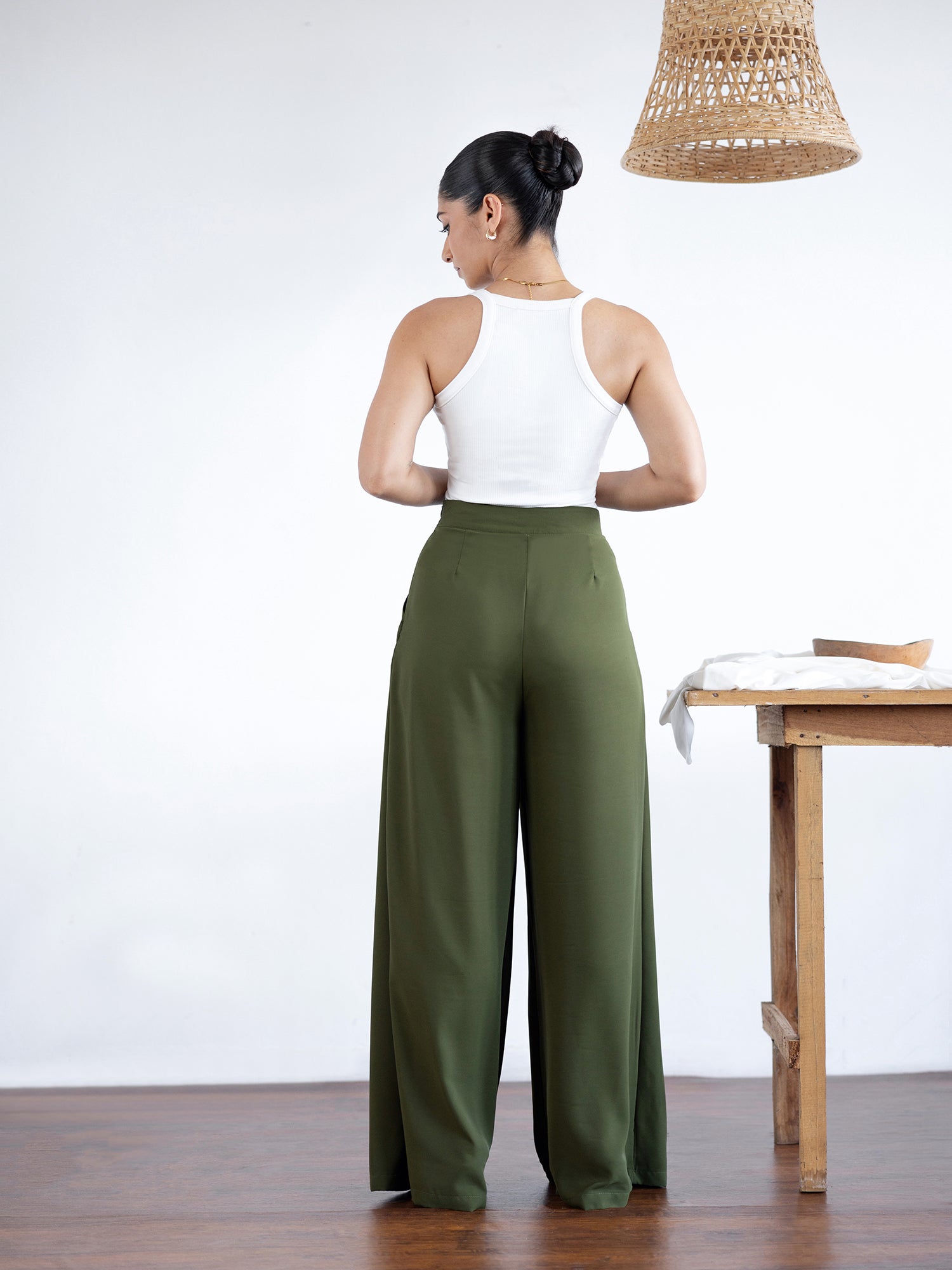 Front Pleated Wide Leg Pant