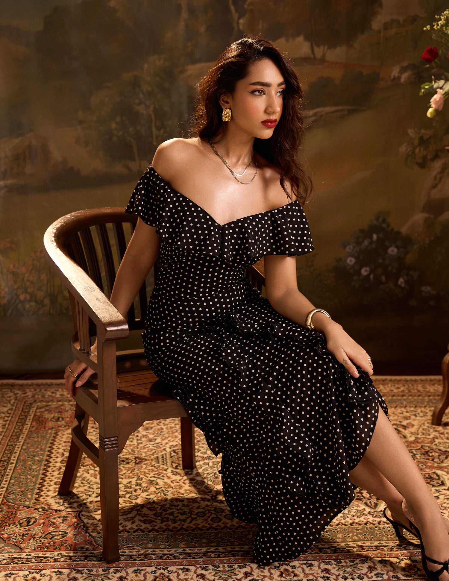 Ruffle Detail Maxi Dress