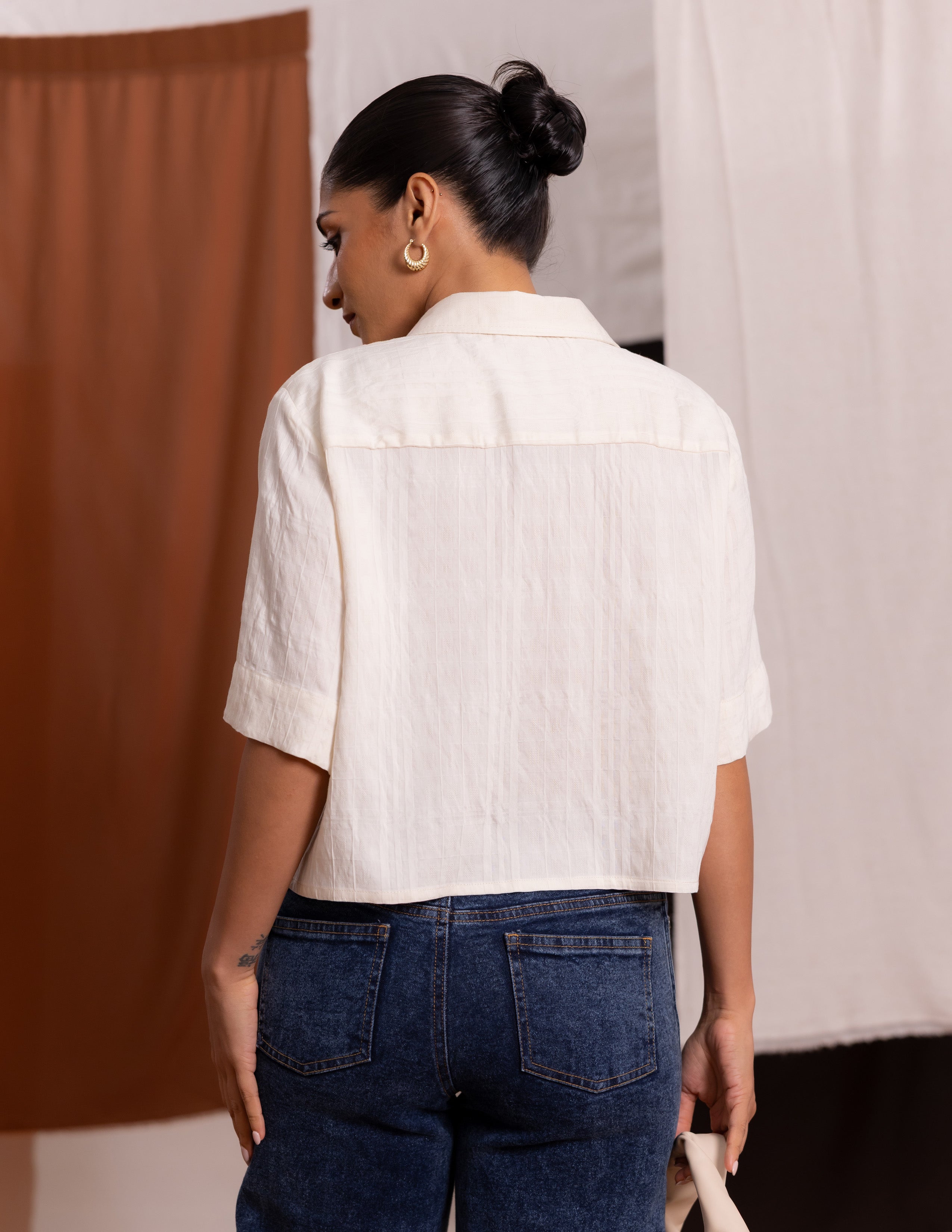 Button Down Crop Shirt