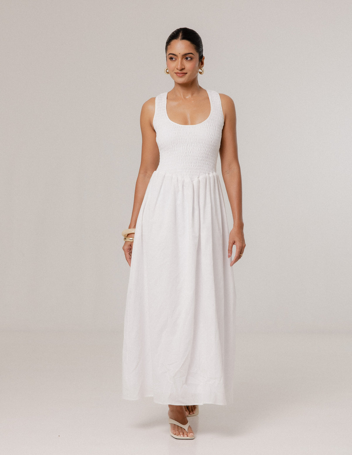 Sleeveless Smocked Maxi Dress