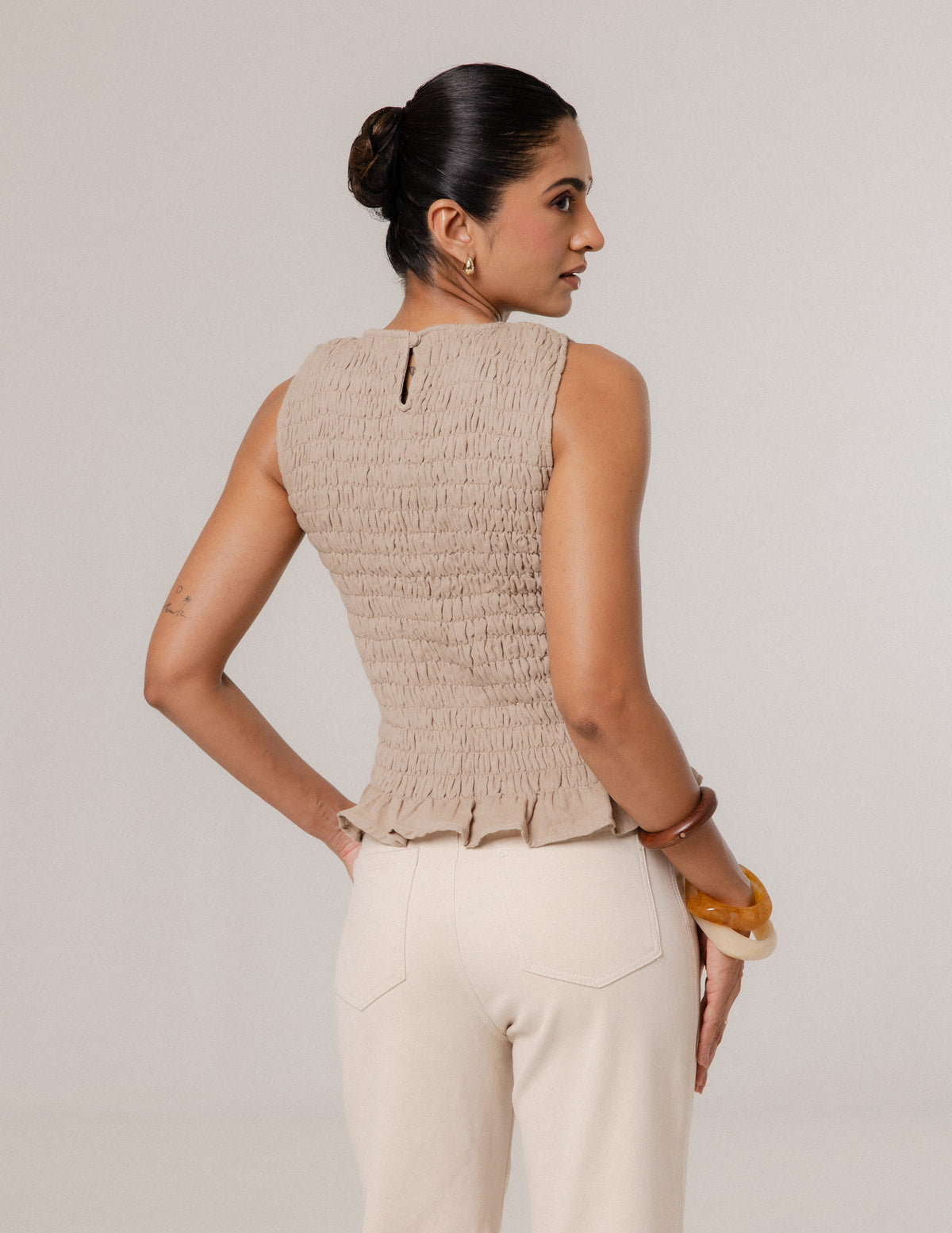 High Neck Smocking Top