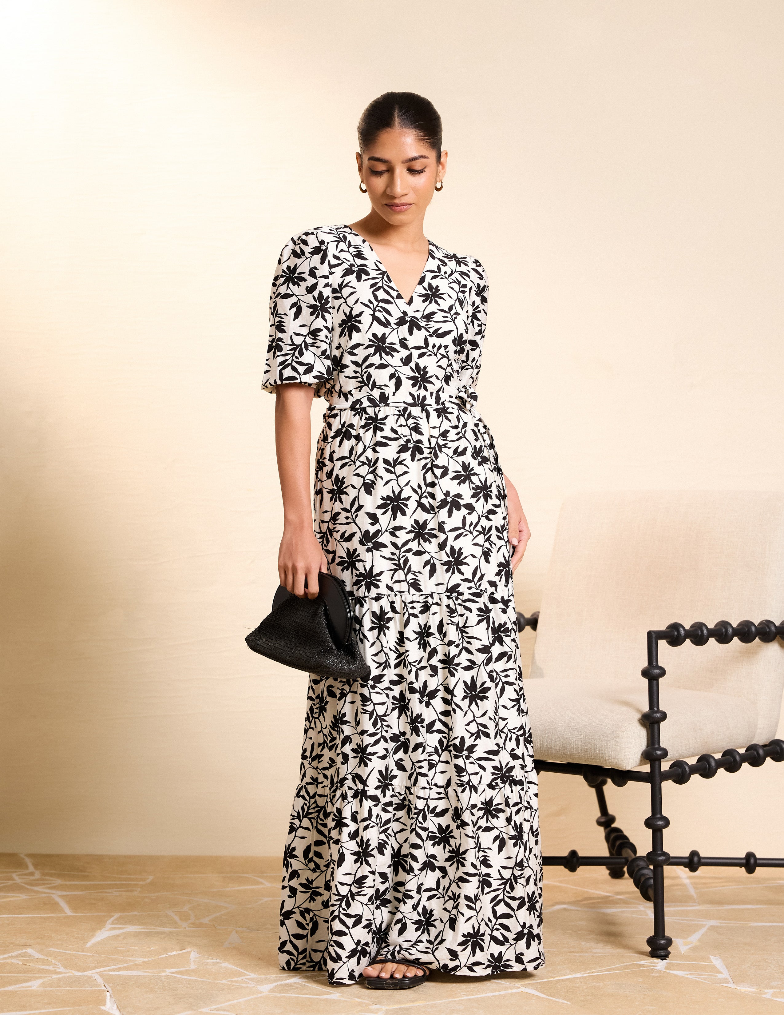 Tiered Wrap Maxi Dress