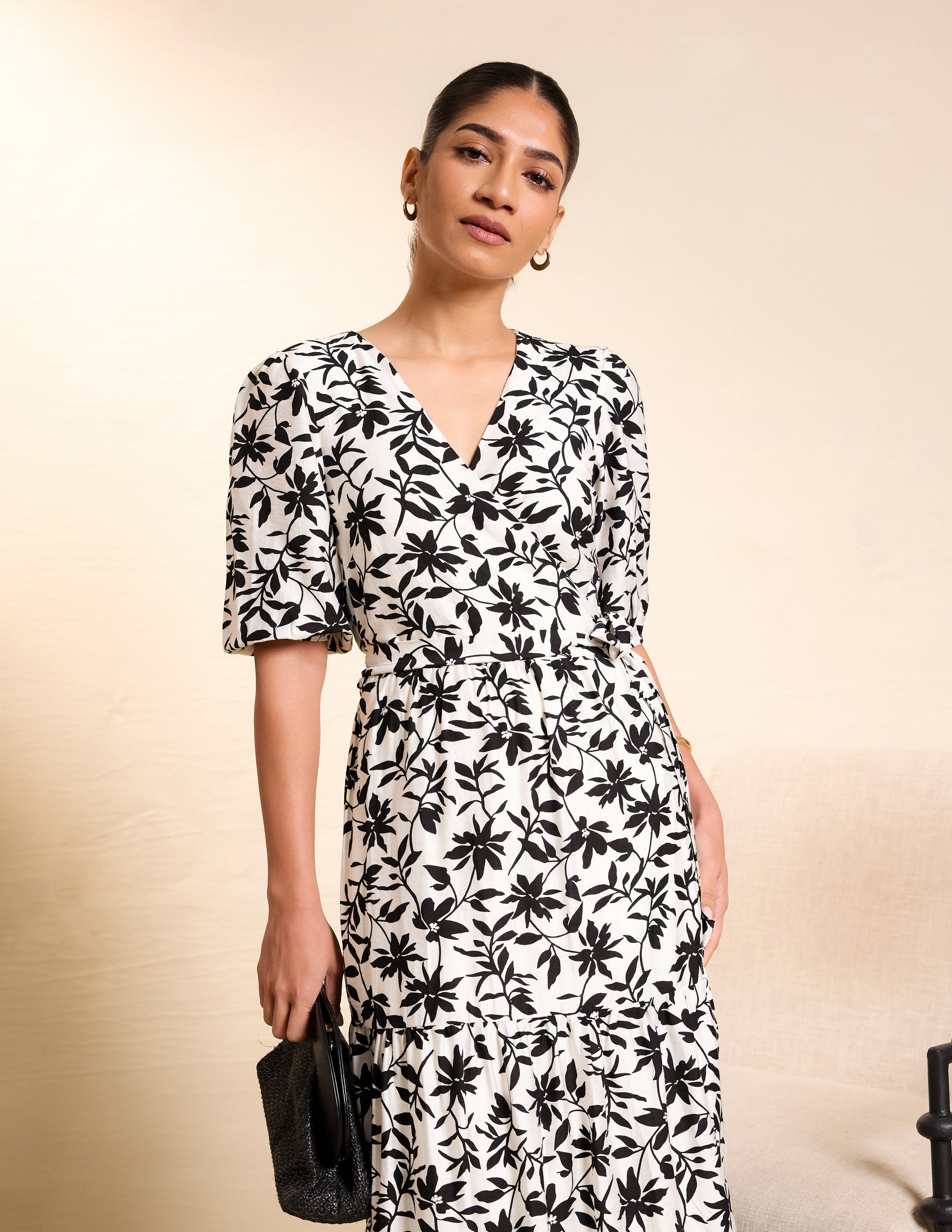 Tiered Wrap Maxi Dress