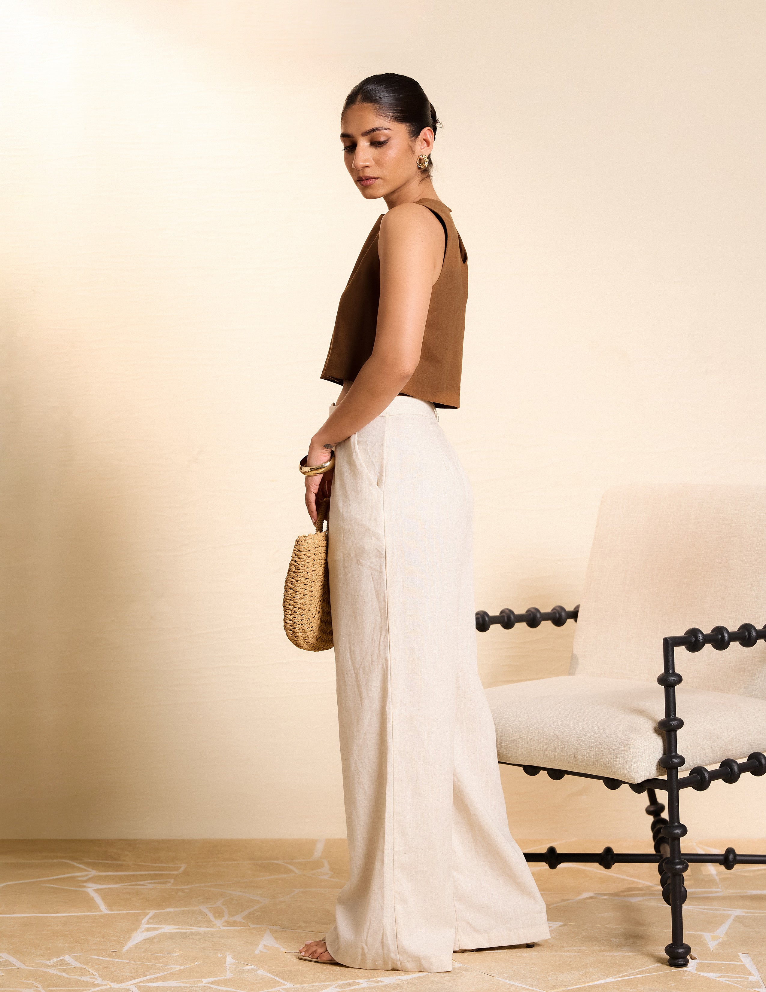 Pleat Detail Wide Leg Pant