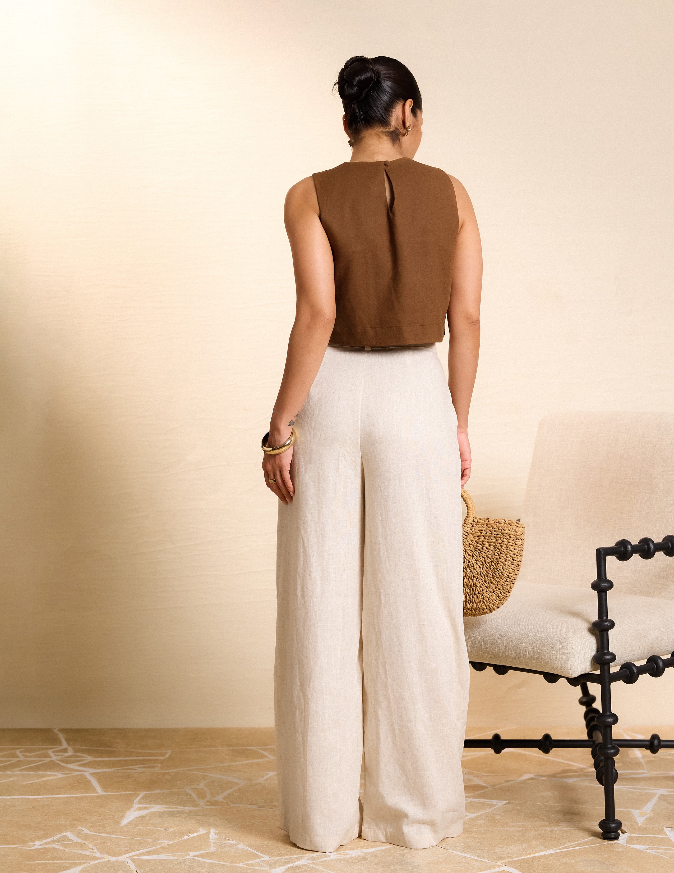 Pleat Detail Wide Leg Pant