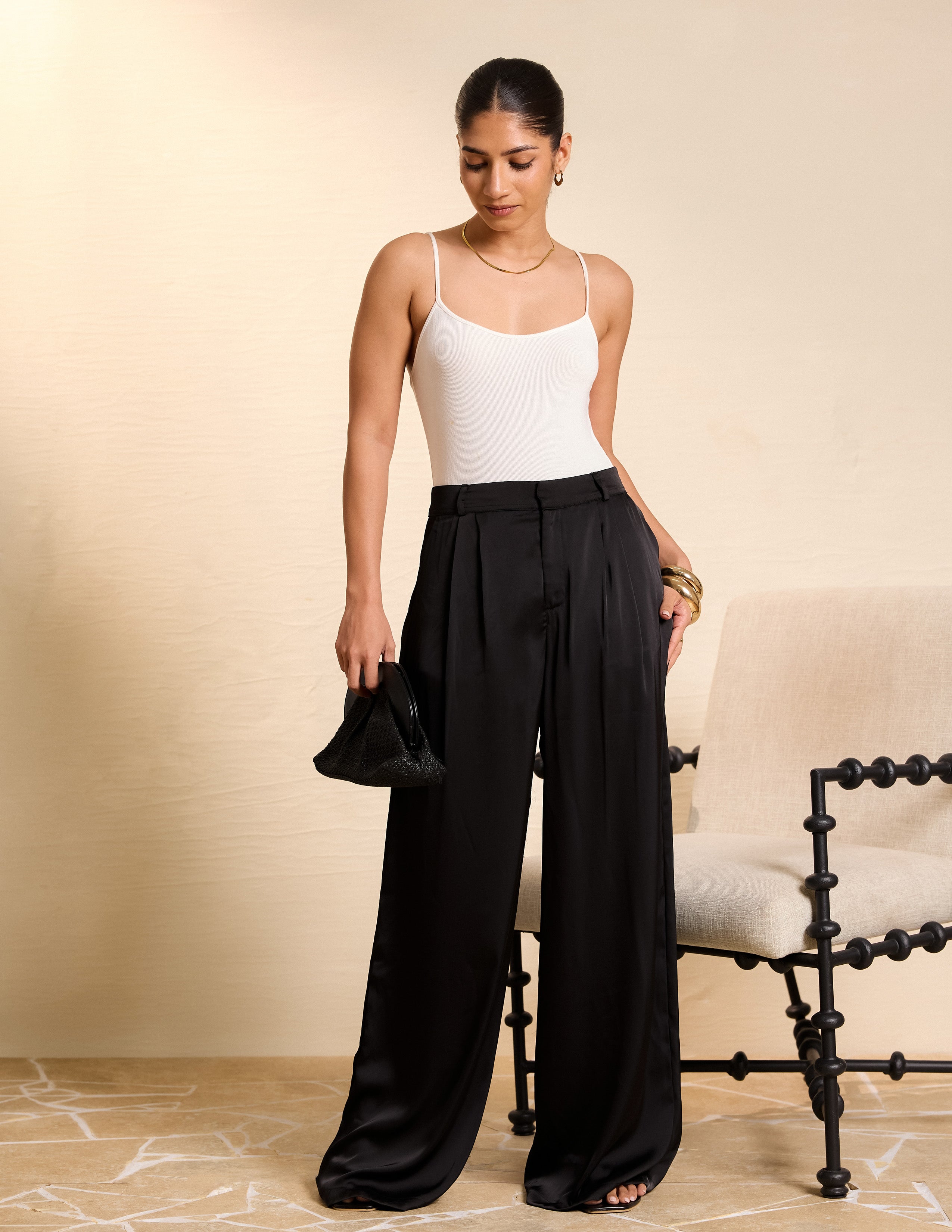High Waist Satin Pant