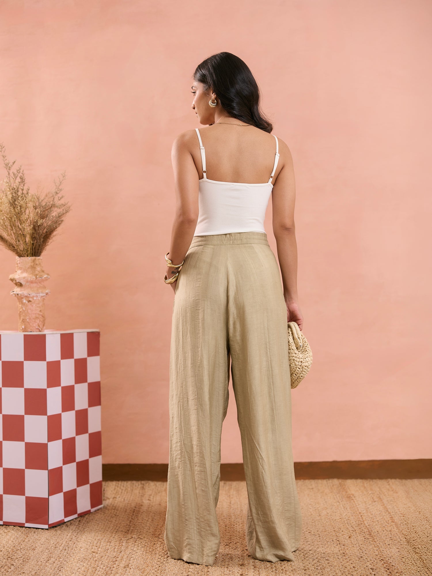Pleat Detail Wide Leg Pant