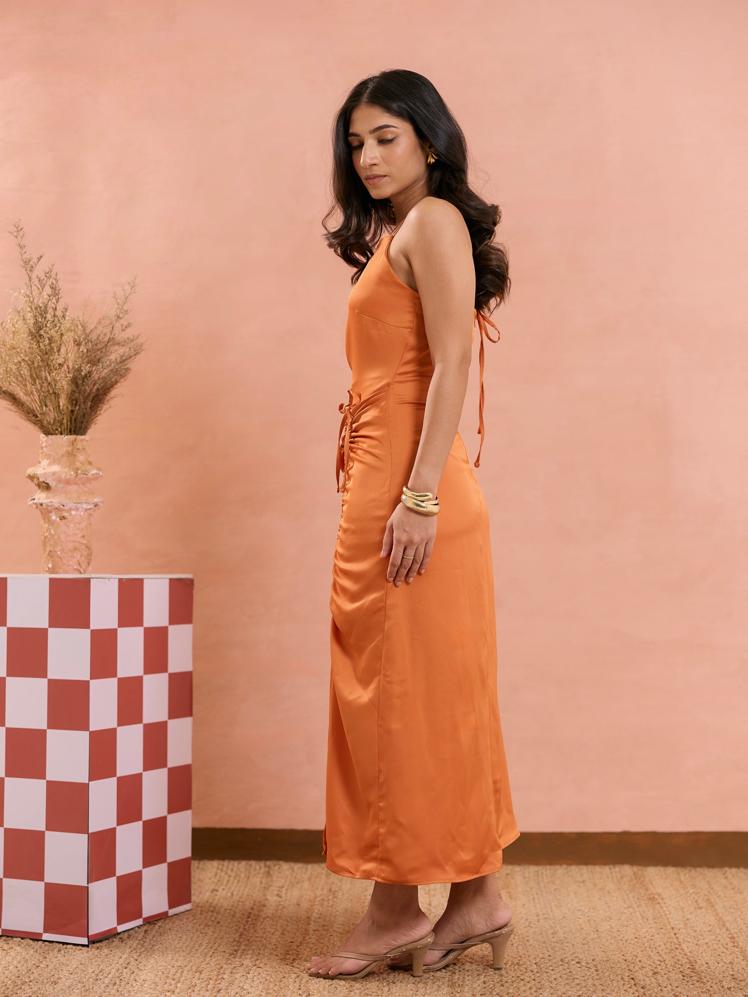 Ruched Detail Midi Dress