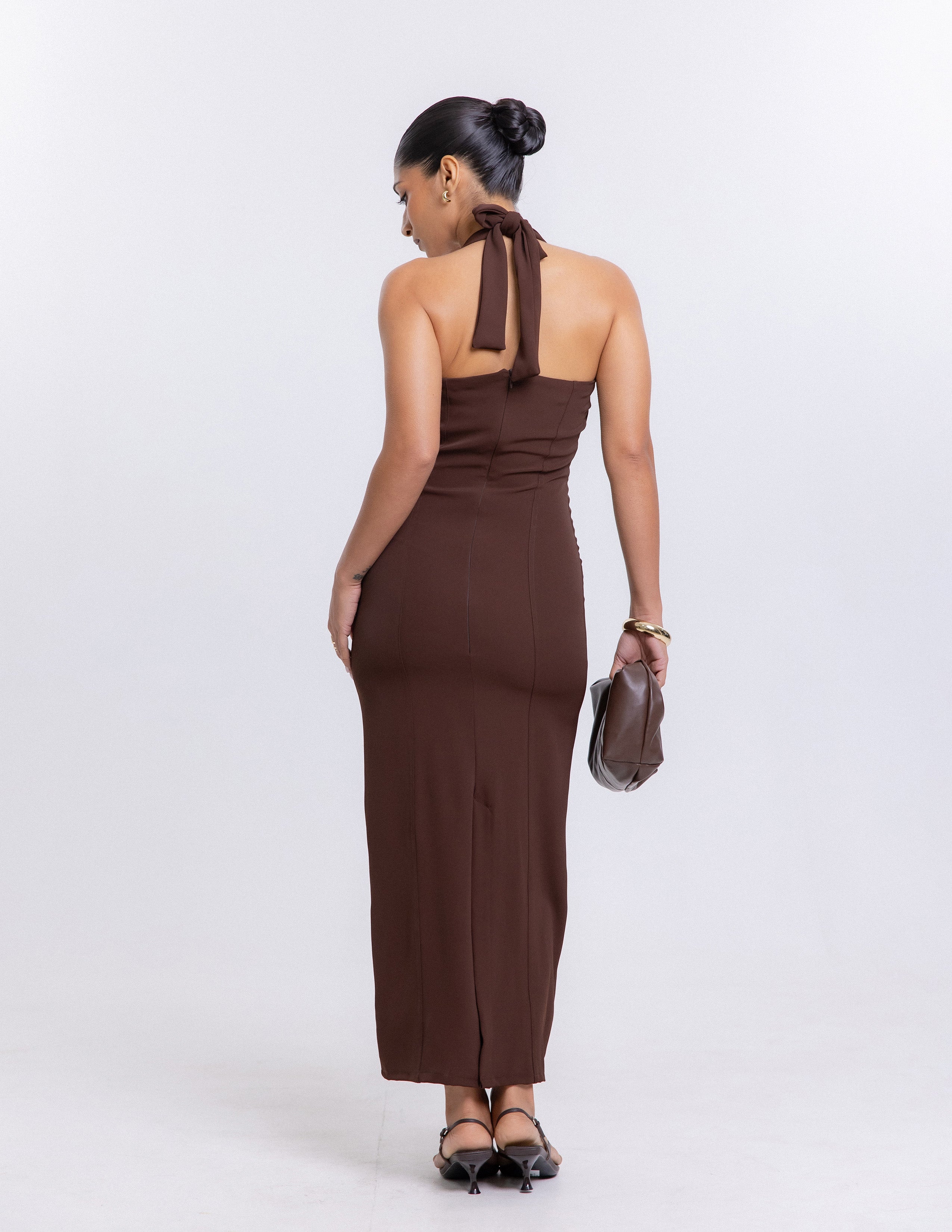 Halter Neck Fitted Midi Dress