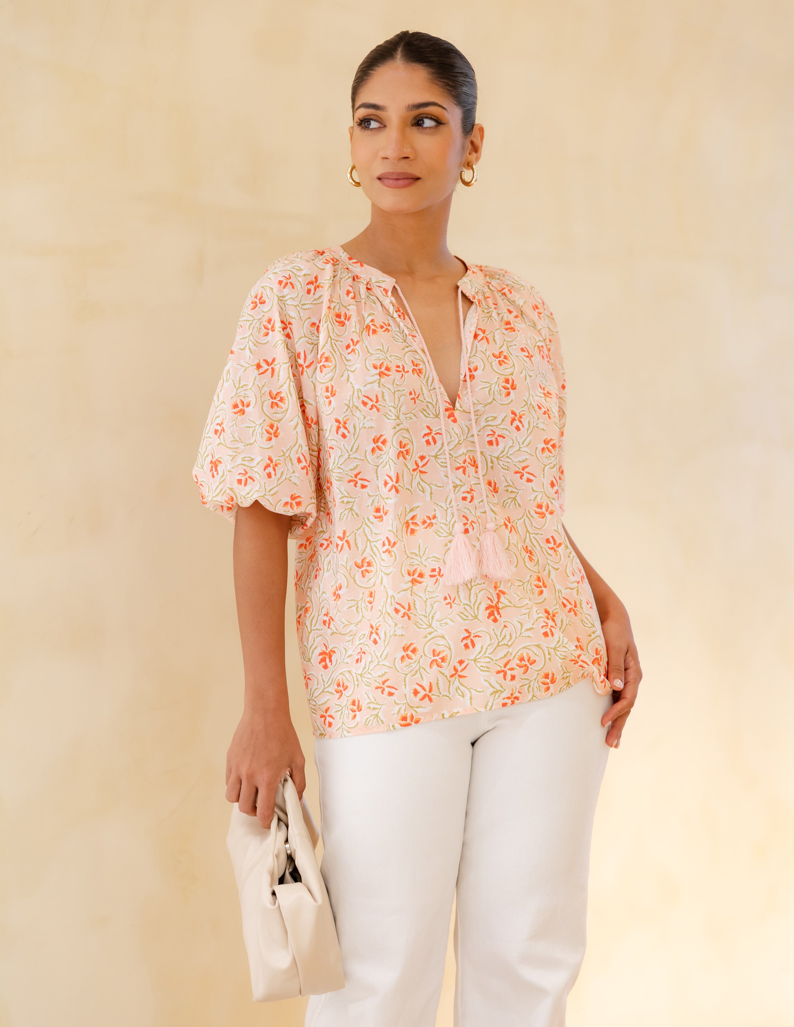Tussel Detailed Printed Top