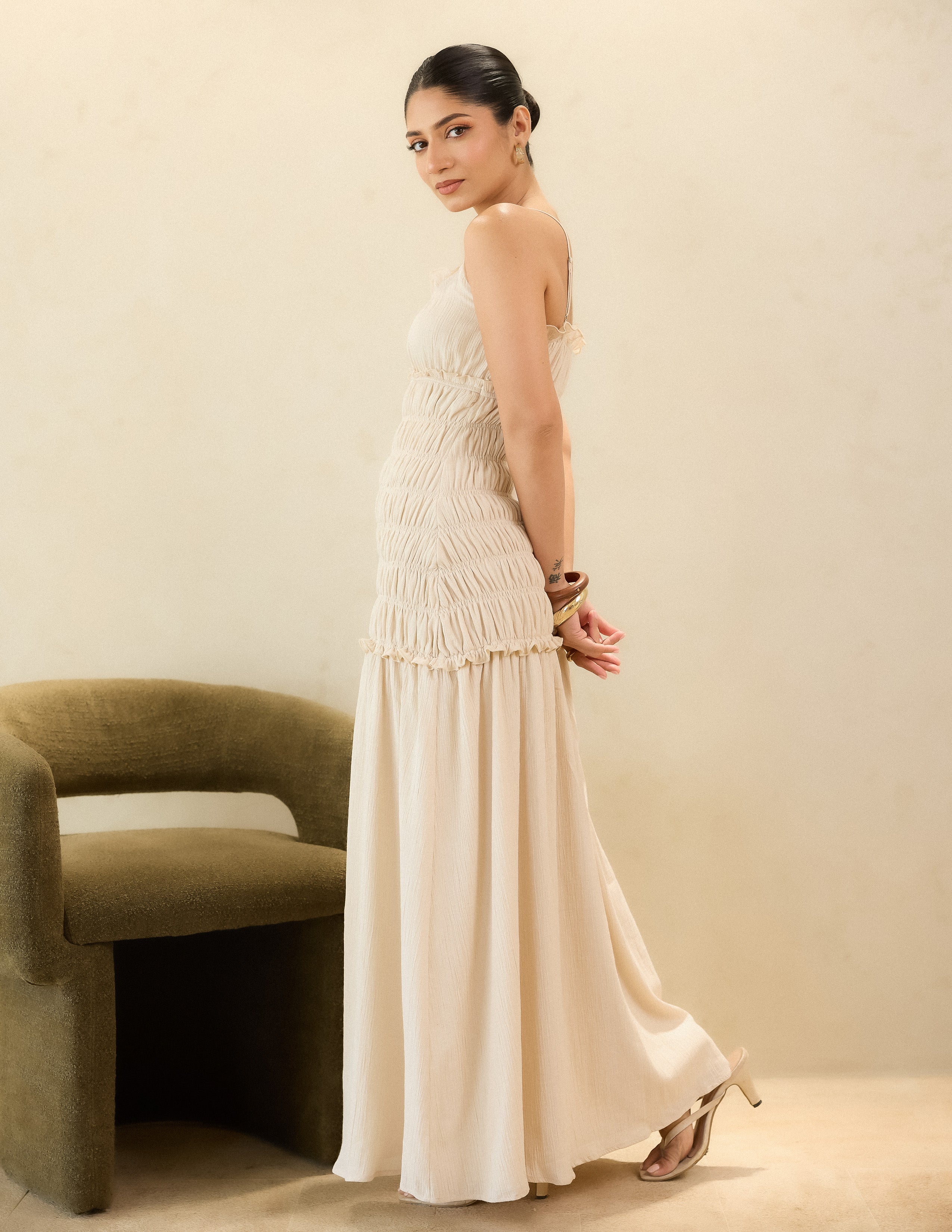 Smocking Detail Maxi Dress