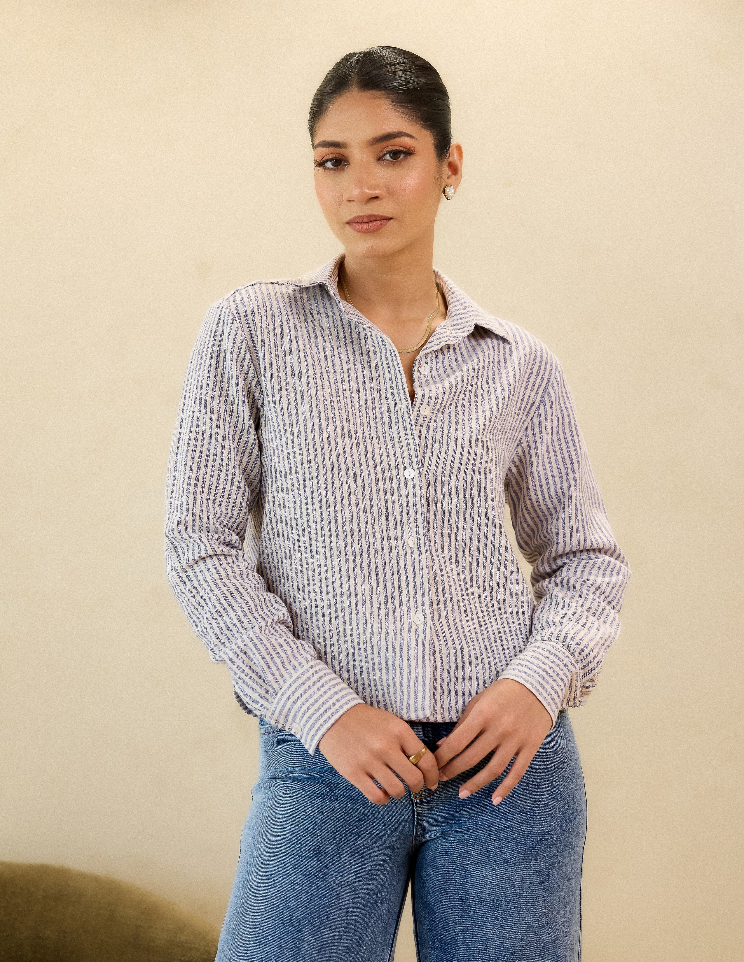 Button Down Crop Shirt