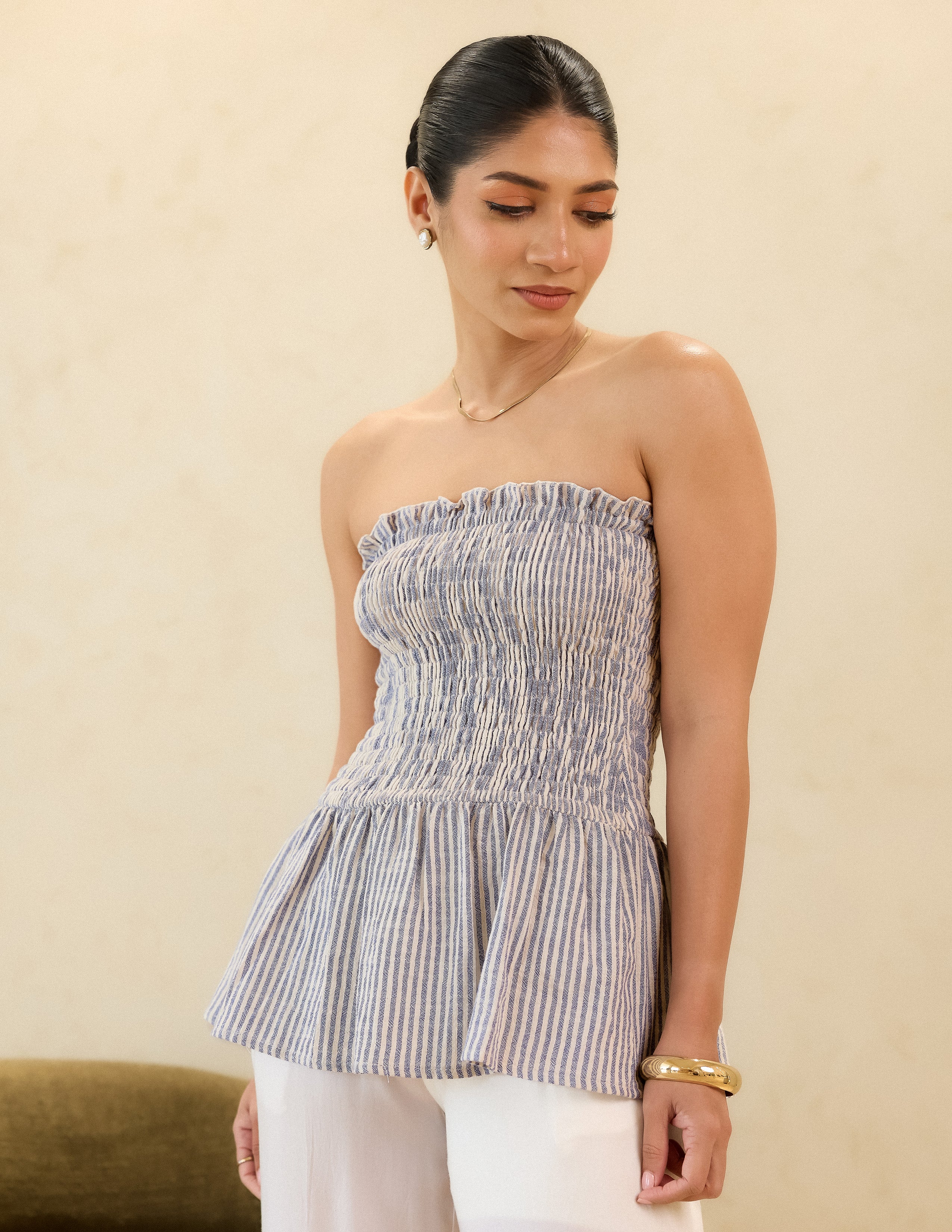 Smocking Detail Tube Top