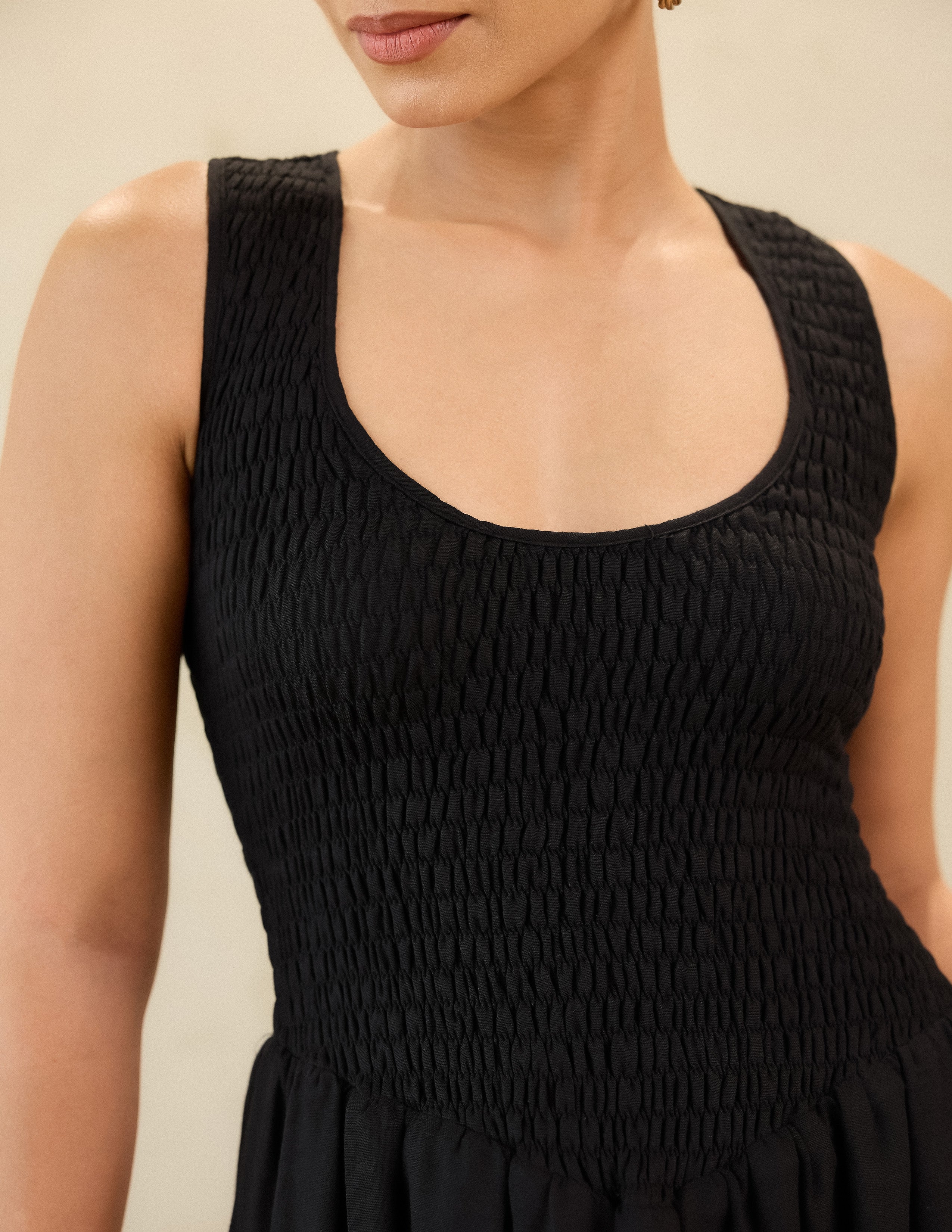 Smocking Detail Maxi Dress