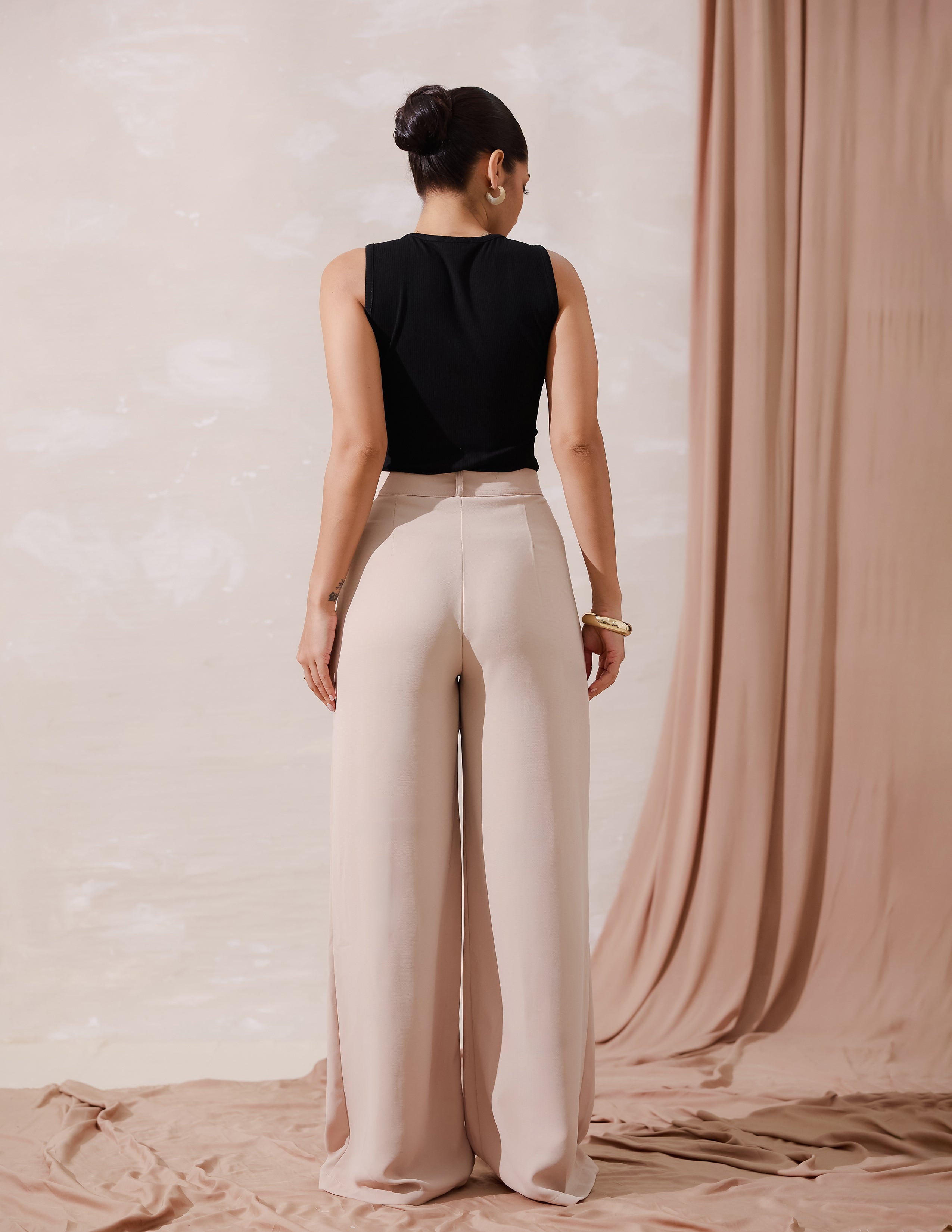 Front Pleated Wide Leg Pant